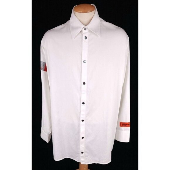 Heron Preston Cotton Twill Poplin Shirt M Mens White - Picture 1 of 16